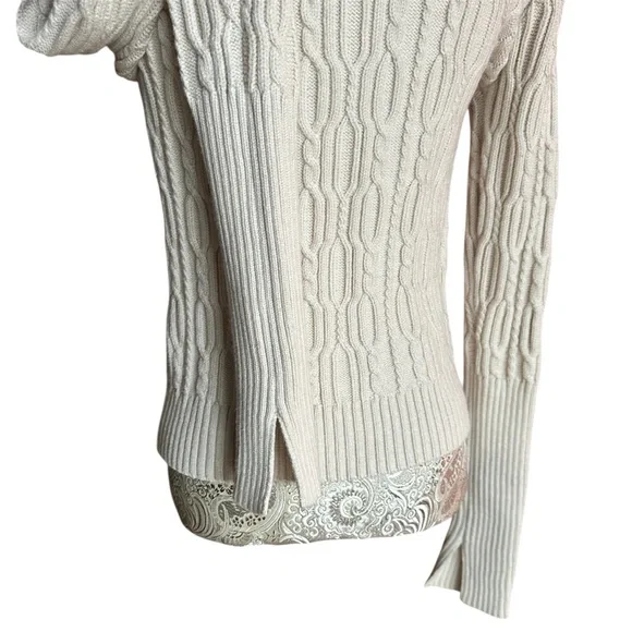 Zara Cream Turtleneck Cable Knit Sweater - Picture 5 of 8